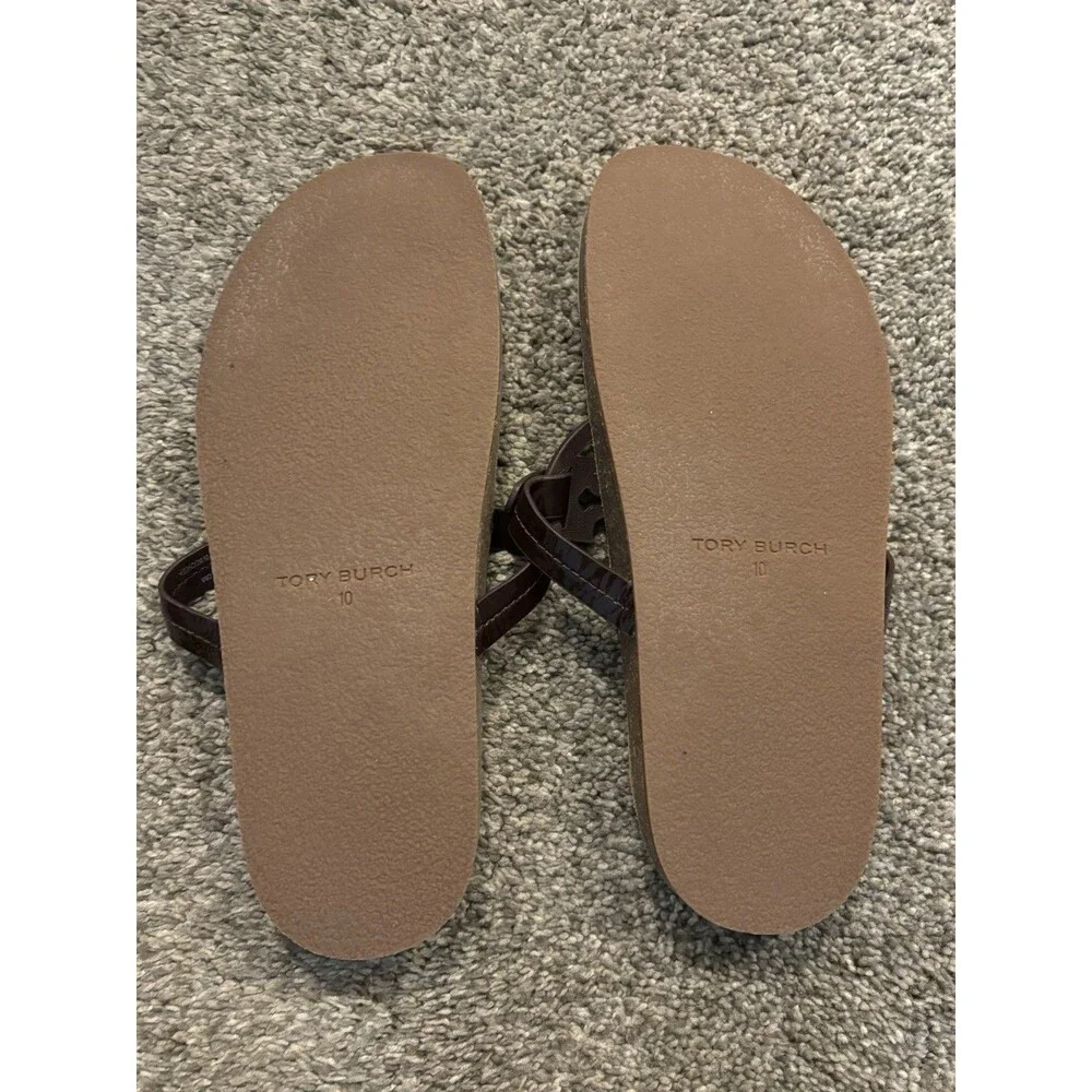 Tory Burch Miller Cloud Patent Leather Cork Thong Sandal Purple Size 10‎